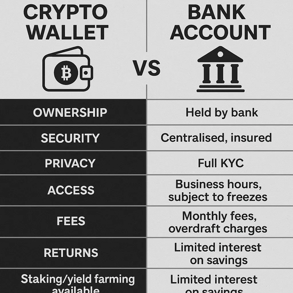 Crypto Wallets vs Bank Accounts